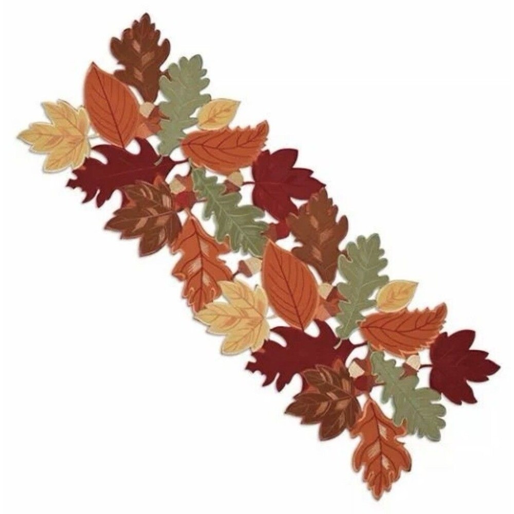 Celebrate Fall Together Autumn Fall Leaf Cut Out Table Runner 13"W x 36"L